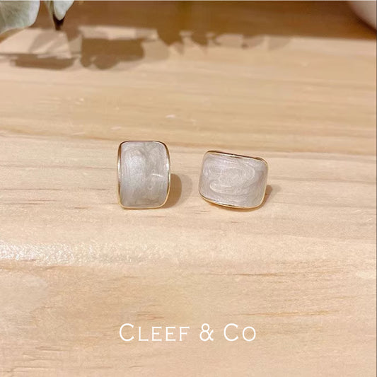 S925 Chic Marble Stud Earrings