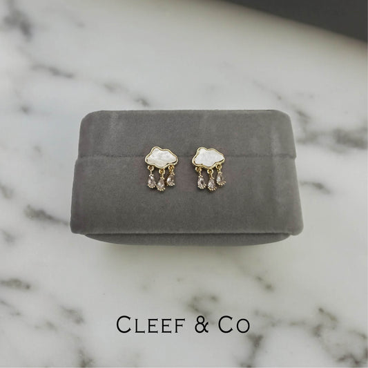 Cloudy Diamond Drop Stud Earrings