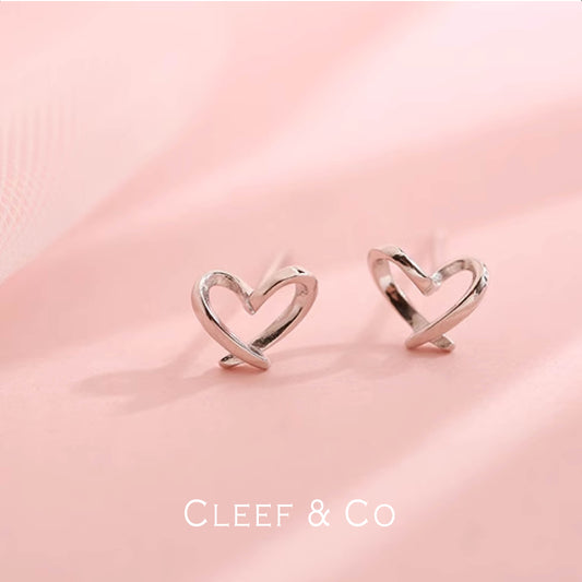 S925 Cross Heart Stud Earrings