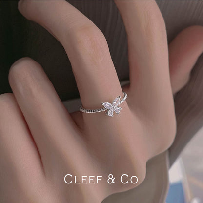 S925 Diamond Butterfly Twisted Ring